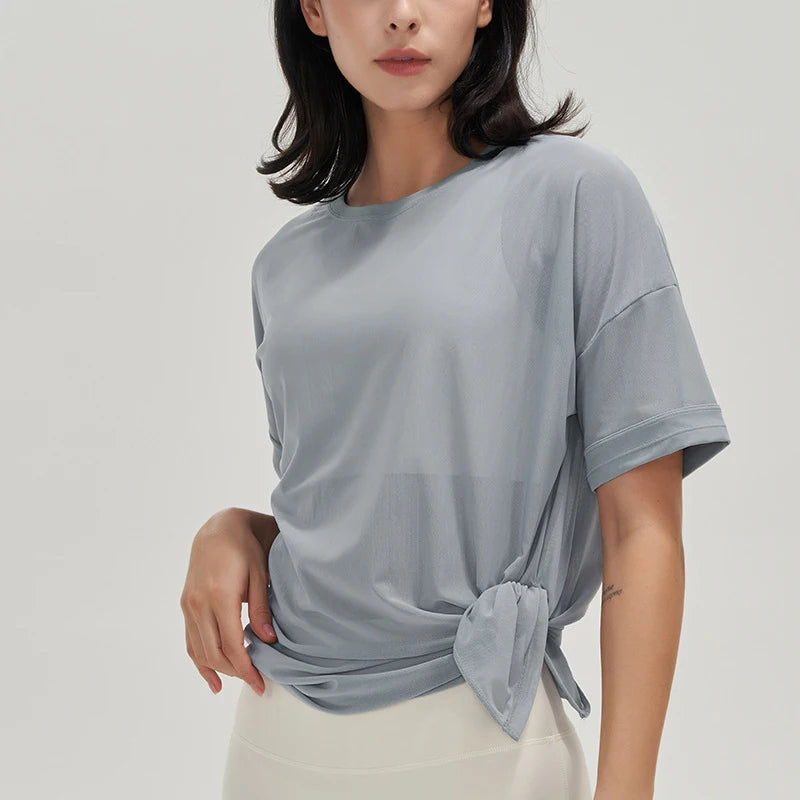 Women's Ice-cold Breathable Fitness Sports T-shirt Yoga Tops Loose Gym Sports Short Sleeve Shirt Women Sportswear Workout Clothes