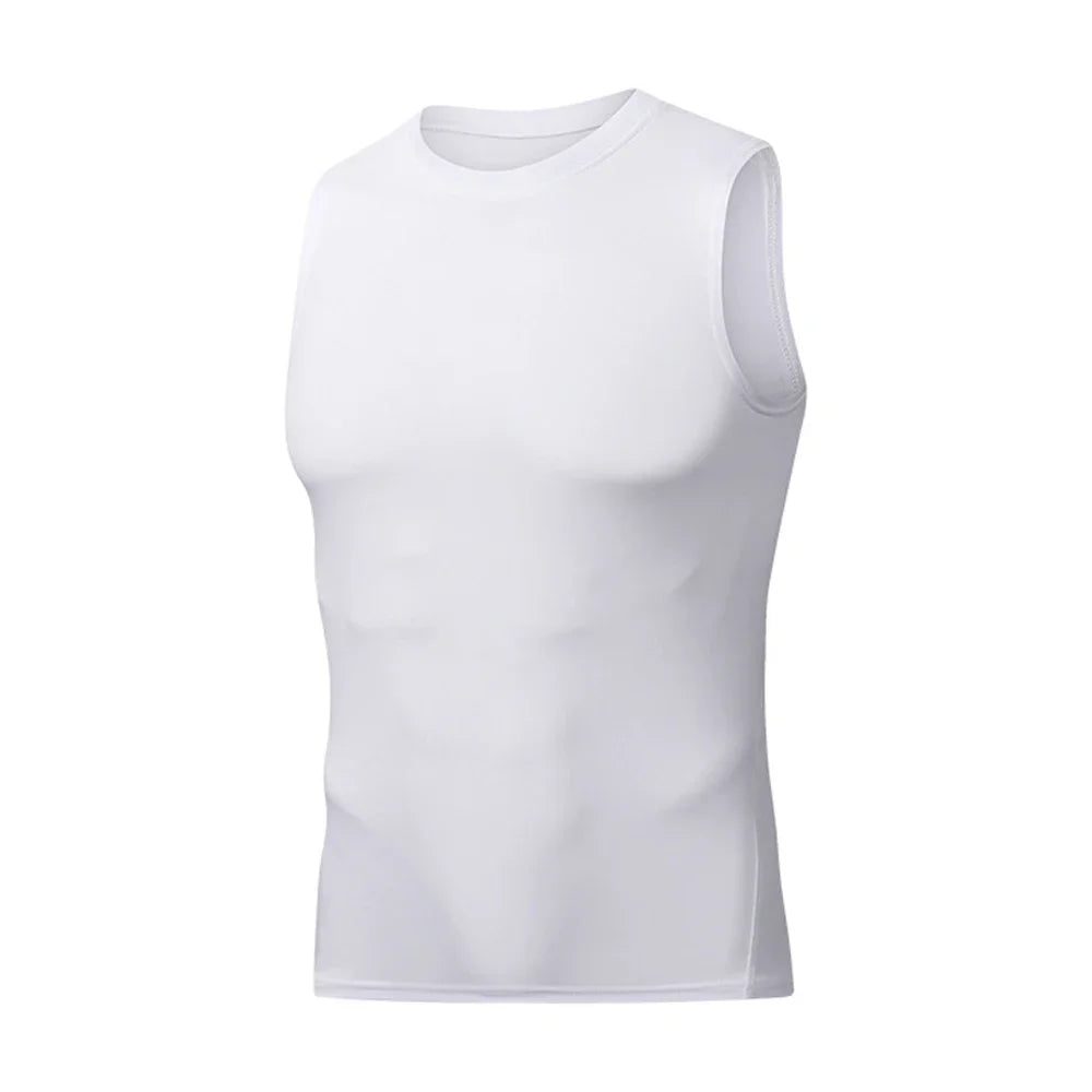 Men's Summer Sleeveless Compressed Shirt Fitness Vest Running Sport Gym Shirts Casual High Quality Tops Quick Dry Male Clothing