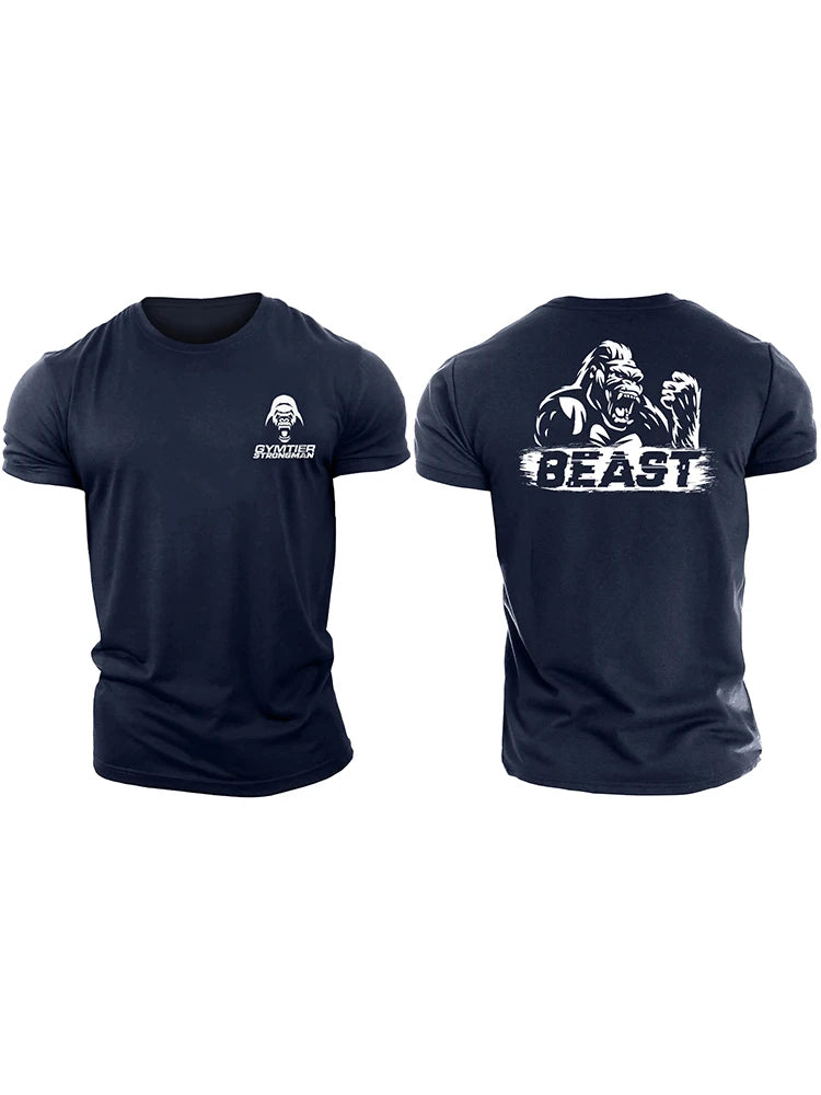Beast Gorilla - Gym T-Shirt High Quality Cotton Casual Men's Short Sleeves Top Muscle Man Tough Guy T-Shirt