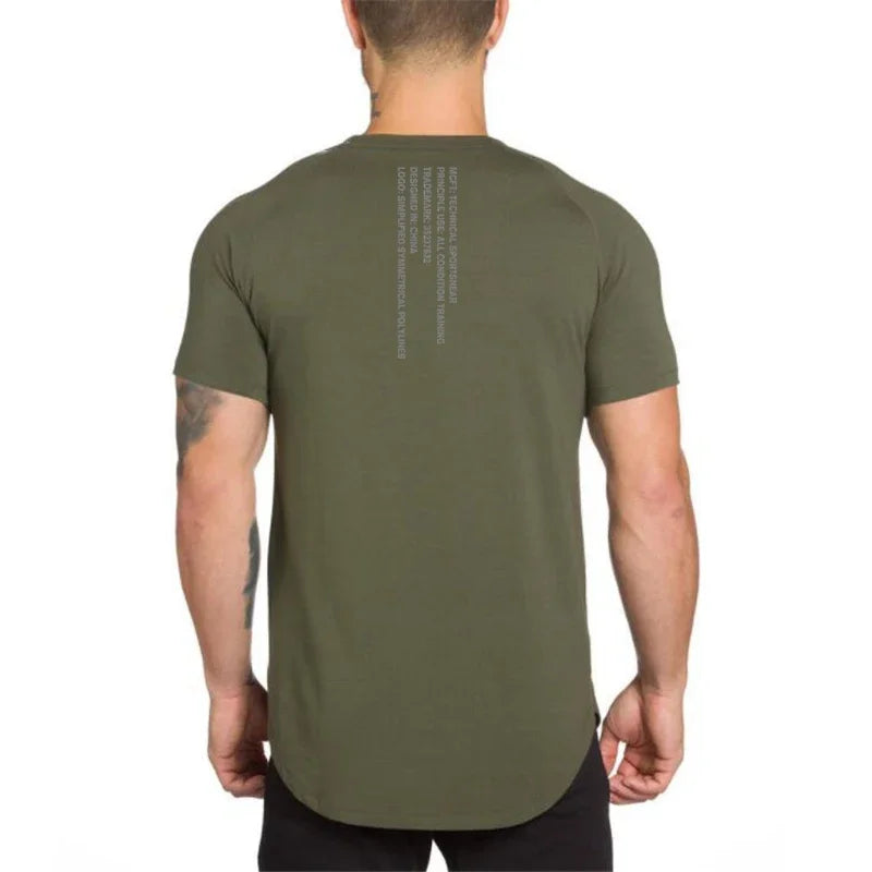Muscleguys Gym t shirt Men Fitness Workout Cotton T-Shirt Bodybuilding Workout Skinny Tee shirt Summer Casual Sports Clothing