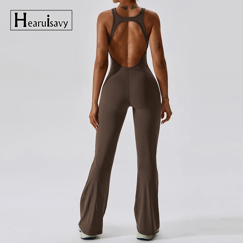 Back V Jumpsuit Gym Set Women Training Yoga Suit Sportswear Women Sports Jumpsuit Fitness Rompers Stretch Workout Bodysuits