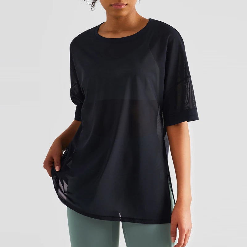 Women's Ice-cold Breathable Fitness Sports T-shirt Yoga Tops Loose Gym Sports Short Sleeve Shirt Women Sportswear Workout Clothes