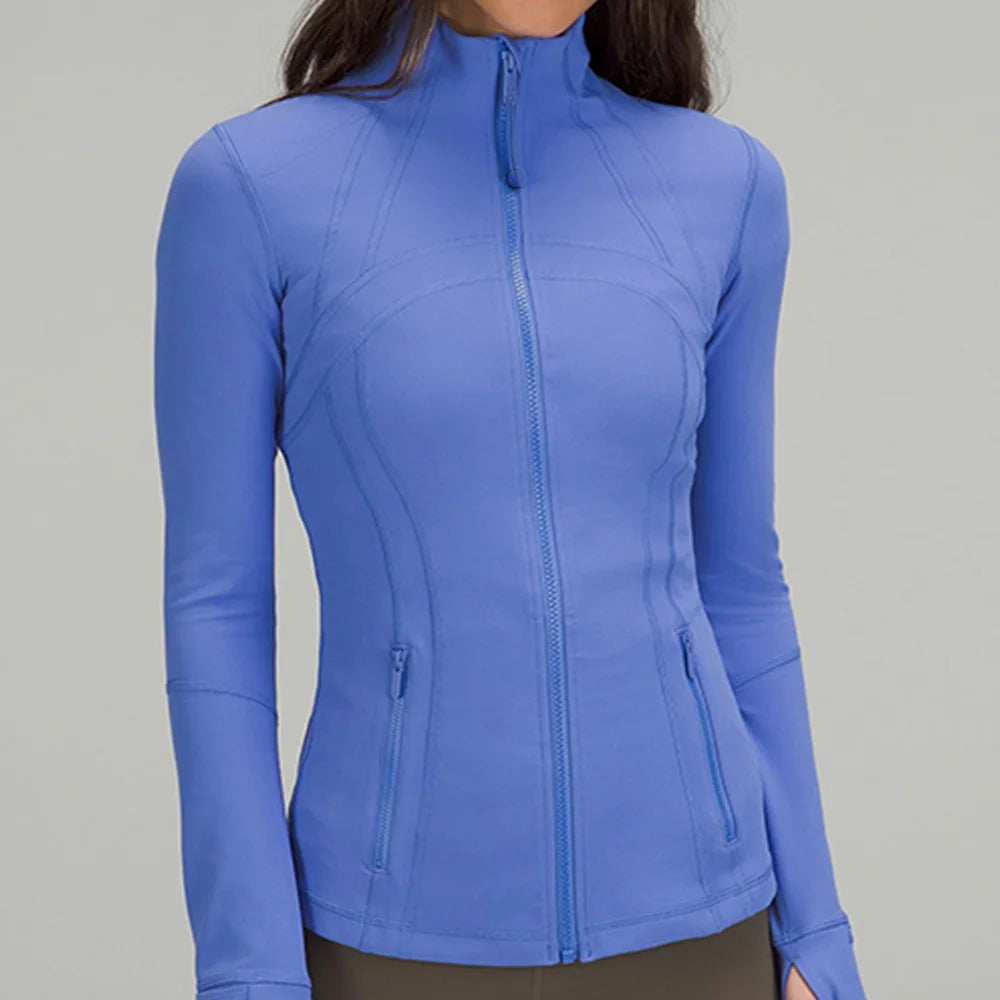 Women's Slim-Fit Zippered Training define Jacket - Long Sleeve Fitness Running Top for Jogging & Sports, Lightweight Activewear