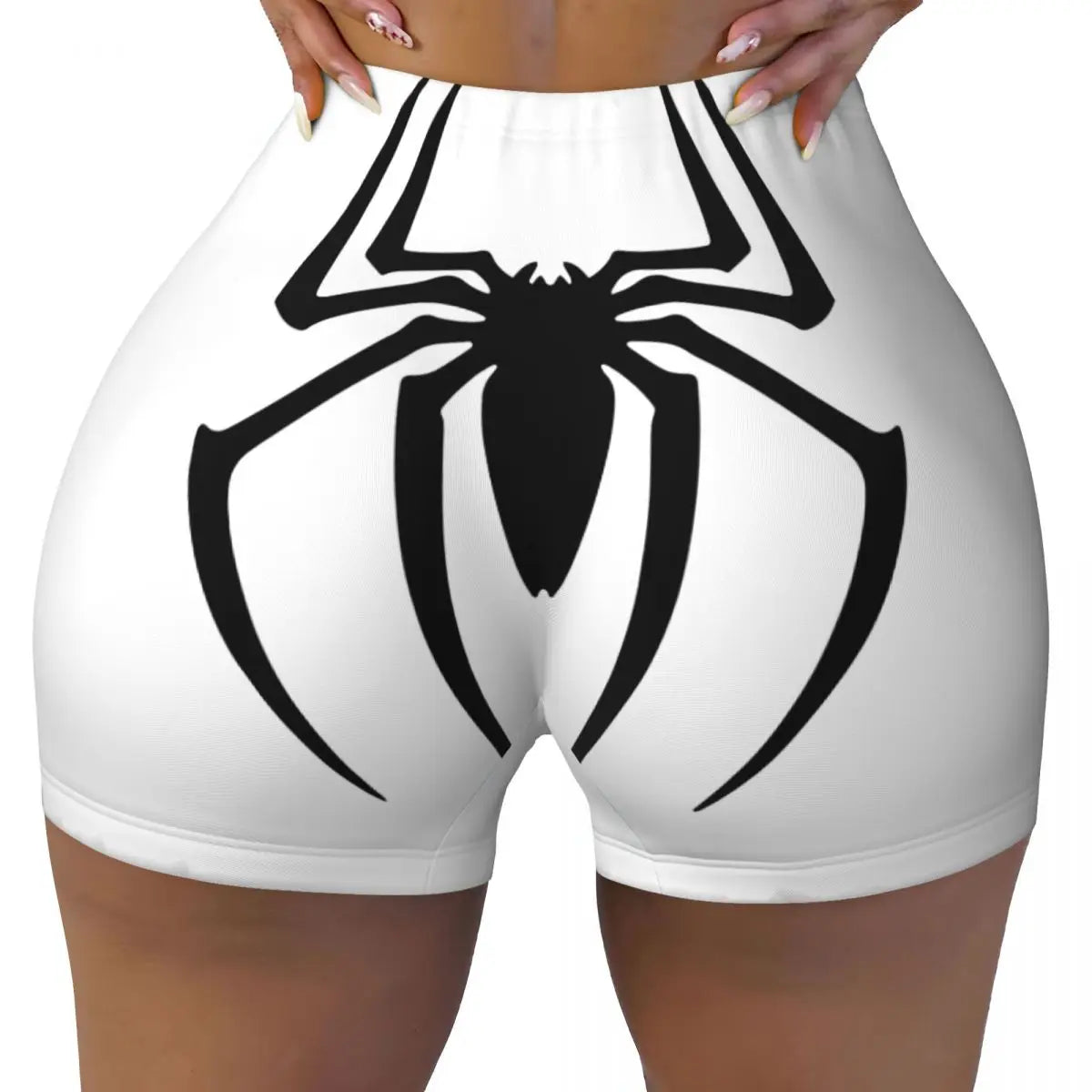 Women Spiderman Cartoon Superhero Workout Yoga Shorts Gym Athletic Biker Running Shorts