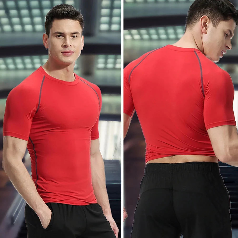 Spring and Summer New Fitness Long-sleeved Men's Quick-drying Milk Silk Body Shaping Sports Training Thin Solid Color M-3XL