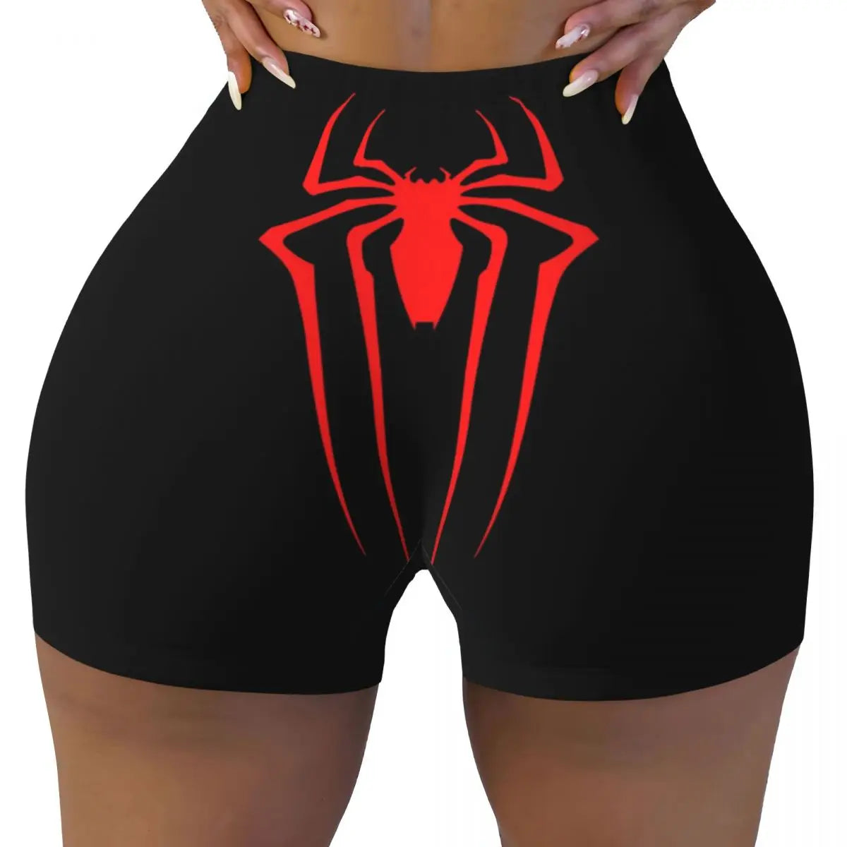 Women Spiderman Cartoon Superhero Workout Yoga Shorts Gym Athletic Biker Running Shorts