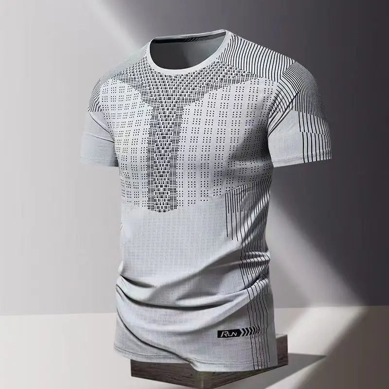 Summer men's clothing 3D printed quick drying men's thin breathable fitness top round neck short sleeved sports casual T-shirt