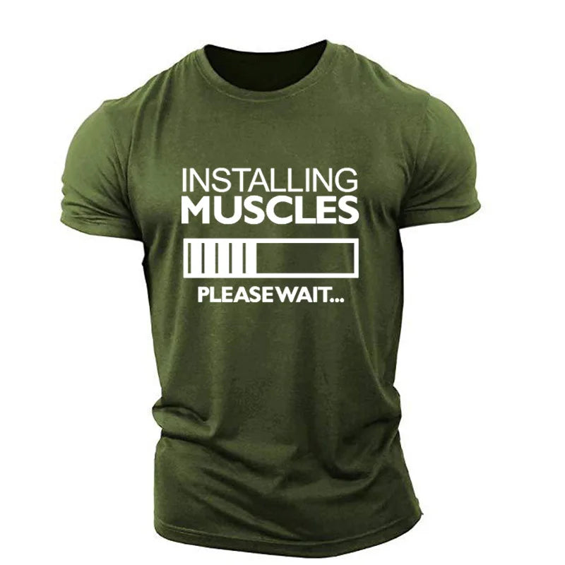 Men's Installing Muscles T-shirts Short Sleeve Summer Casual Sporty Gym