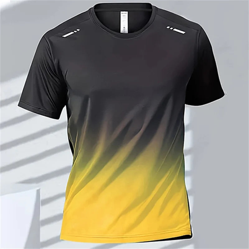 Men's T-shirts Sports Running Quick-drying Tops Gradient Short Sleeve Outdoor Comfortable Breathable