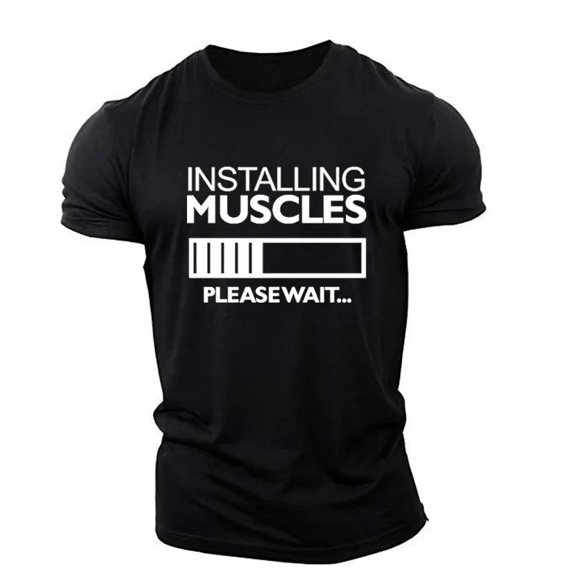 Men's Installing Muscles T-shirts Short Sleeve Summer Casual Sporty Gym