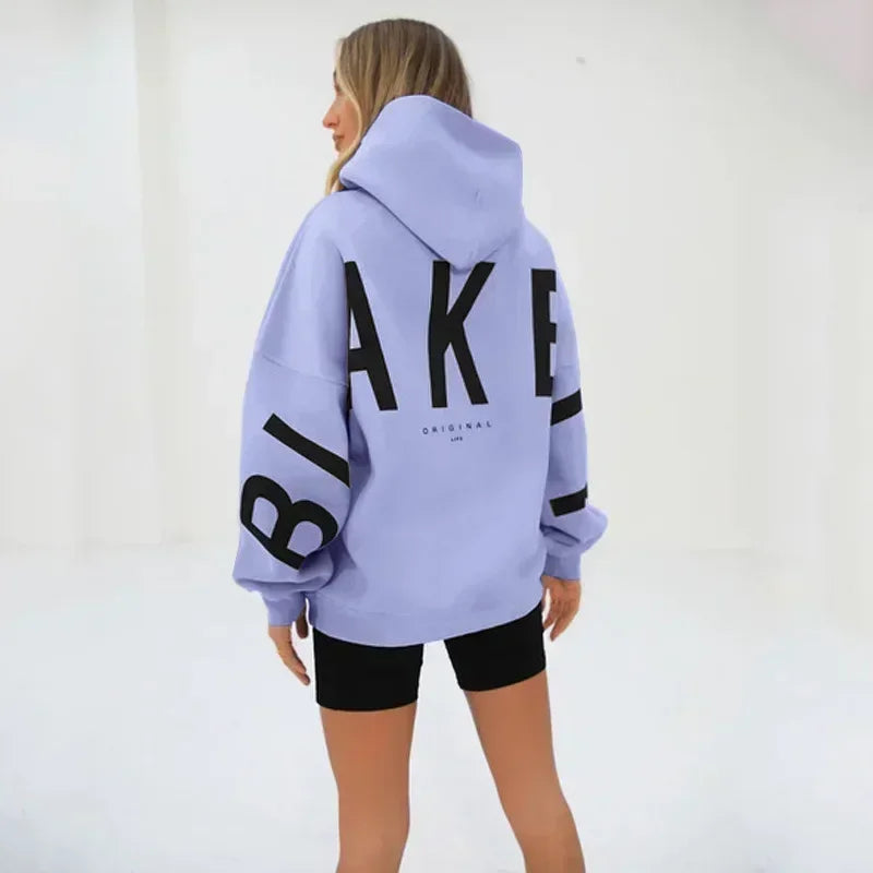 Retro Printed Loose Fitting Women Pullover Sweater Women Super Large Hooded Sweatshirt Long Sleeved Y2K Top