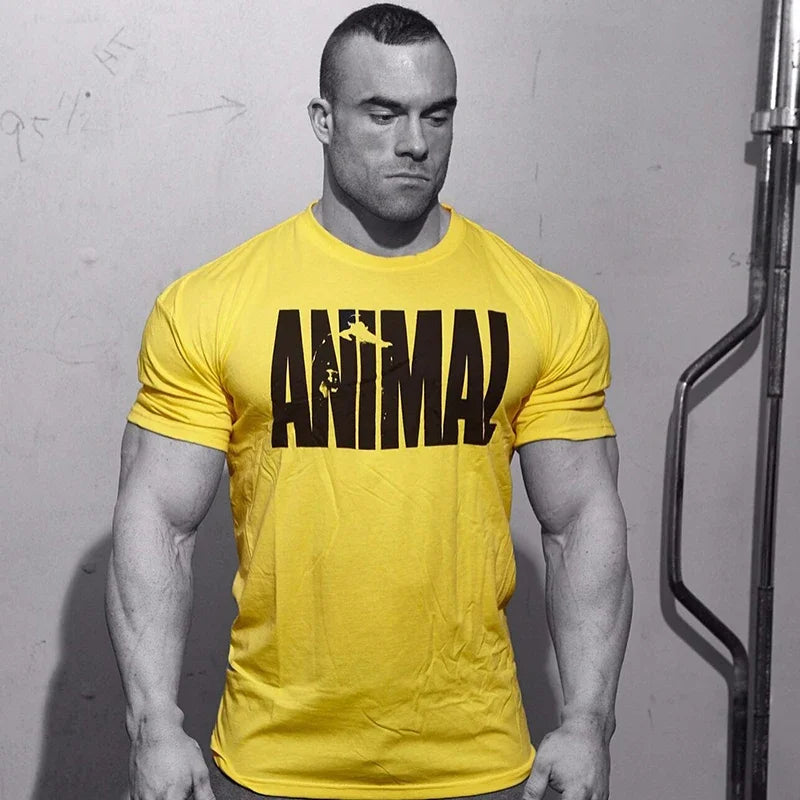 Summer Gym Fitness T-shirt Loose Men's Cotton Shirt Bodybuilding Training Man T Shirt Oversized Sports Short Sleeve Jogger Tee