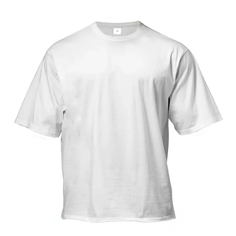 Plain Gym Clothing Fitness Mens Oversized T Shirt Outdoor Hip Hop Streetwear Loose Half Sleeve T-shirt Bodybuilding Tee Shirt