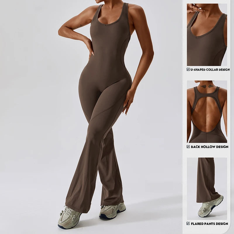 Back V Jumpsuit Gym Set Women Training Yoga Suit Sportswear Women Sports Jumpsuit Fitness Rompers Stretch Workout Bodysuits