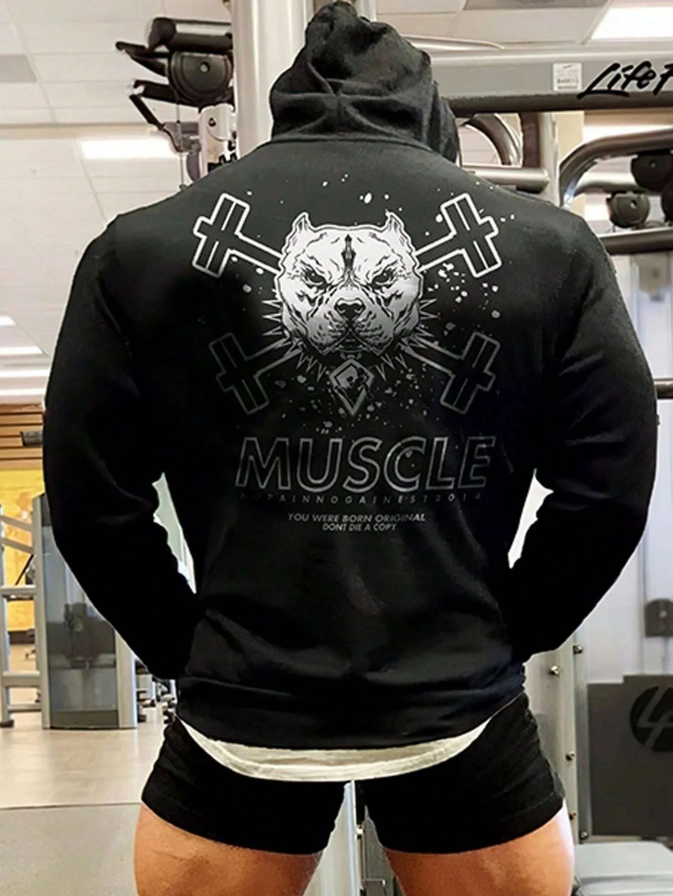 Men's Autumn And Winter Hoodie Fitness Training Long Sleeved Sports Sweatshirt European And American Street Retro Fashion Top