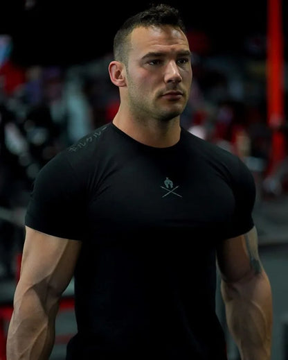 Men T Shirts Fashion Summer Bodybuilding Printed Tshirt Men GYM Fitness Workout  O-Neck Show Muscle