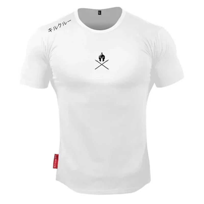 Men T Shirts Fashion Summer Bodybuilding Printed Tshirt Men GYM Fitness Workout  O-Neck Show Muscle