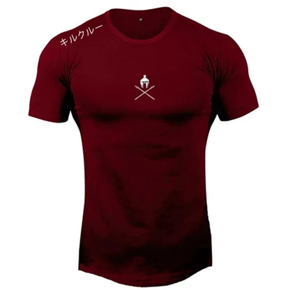 Men T Shirts Fashion Summer Bodybuilding Printed Tshirt Men GYM Fitness Workout  O-Neck Show Muscle