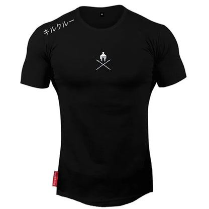 Men T Shirts Fashion Summer Bodybuilding Printed Tshirt Men GYM Fitness Workout  O-Neck Show Muscle
