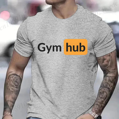 Gym Hub Print Men's T-Shirt Oversize Funny Graphic Tees for Men Summer Tops T Shirt for Men Clothing Fashion T Shirt Casual Tee