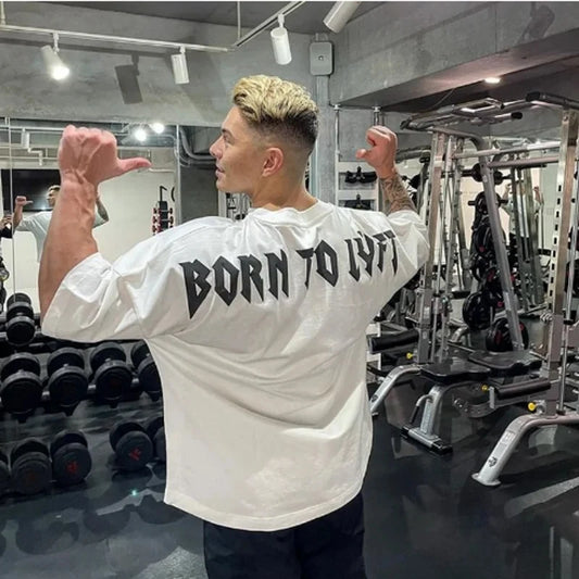High Quality gyms T shirt Men Bodybuilding print loose T-shirt Workout Fitness Tees Men Clothing cotton Short Sleeve Sports Shirt