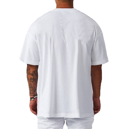 Oversized Loose Men's Casual Sport T-Shirt Gym Bodybuilding Fitness Short Sleeve Shirt Summer Mesh Quick Dry Breathable Clothing