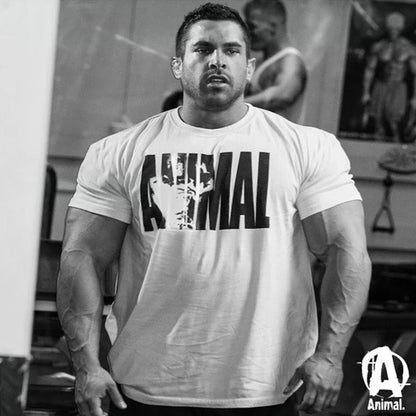Summer Gym Fitness T-shirt Loose Men's Cotton Shirt Bodybuilding Training Man T Shirt Oversized Sports Short Sleeve Jogger Tee