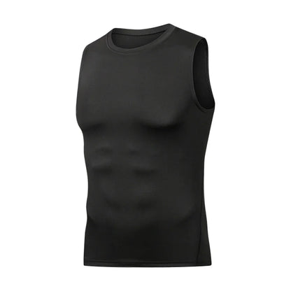 Men's Summer Sleeveless Compressed Shirt Fitness Vest Running Sport Gym Shirts Casual High Quality Tops Quick Dry Male Clothing