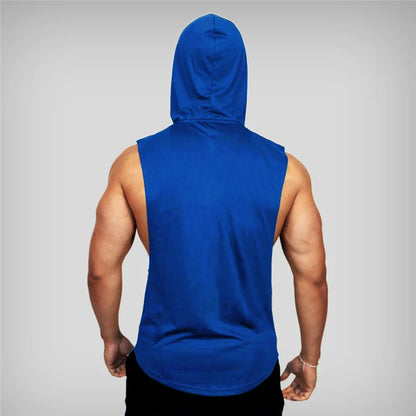 Mens Bodybuilding "no pain, no gain" Sleeveless Hooded Shirts Summer Breathable Loose Cotton Hip Hop Tank Tops Gym Workout Fitness Muscle Hoodie