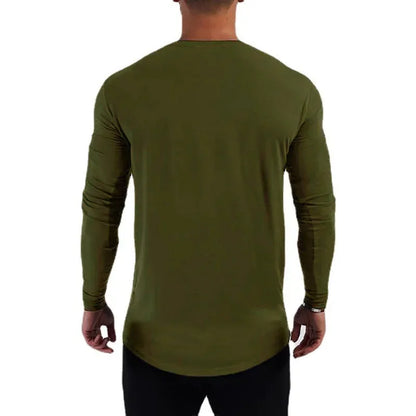 Plain Cotton Breathable Long Sleeve Clothing Gym Fitness Bodybuilding Sport T-shirts Mens Workout Casual Slim Fit Autumn Shirts