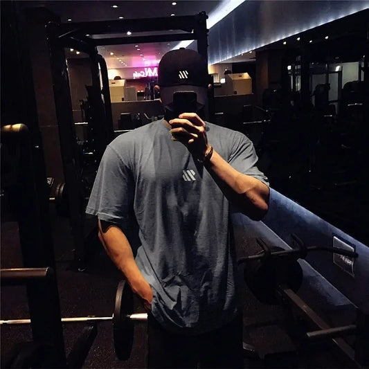 Men's Short sleeve Cotton T-shirt men Brand Sports t shirt Fitness Bodybuilding loose Running t shirt Male Summer Training tops