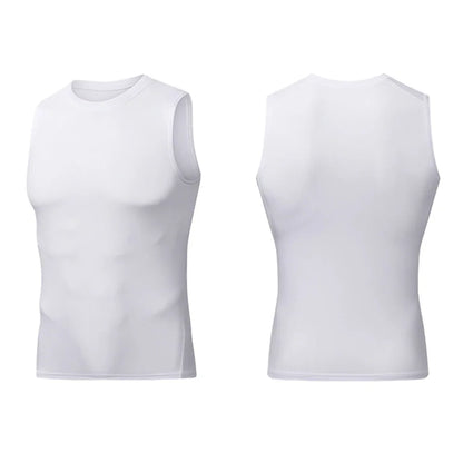 Men's Summer Sleeveless Compressed Shirt Fitness Vest Running Sport Gym Shirts Casual High Quality Tops Quick Dry Male Clothing