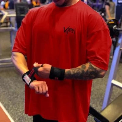 Round Collar  sports T Shirt Oversize Cotton Summer Tee Training running shirt Man Streetwear Half Sleeve men T-shirt