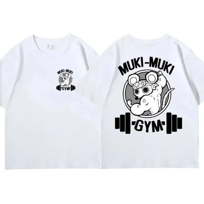 Men's T-Shirt Muki- Muki Mice Gym Printed T-shirt Cotton Sports Leisure Short Sleeve Fitness Workout Shirt Oversized Tee Shirt Men Clothes