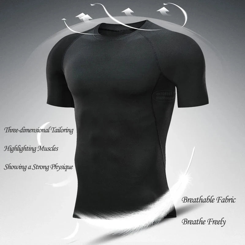 Spring and Summer New Fitness Long-sleeved Men's Quick-drying Milk Silk Body Shaping Sports Training Thin Solid Color M-3XL