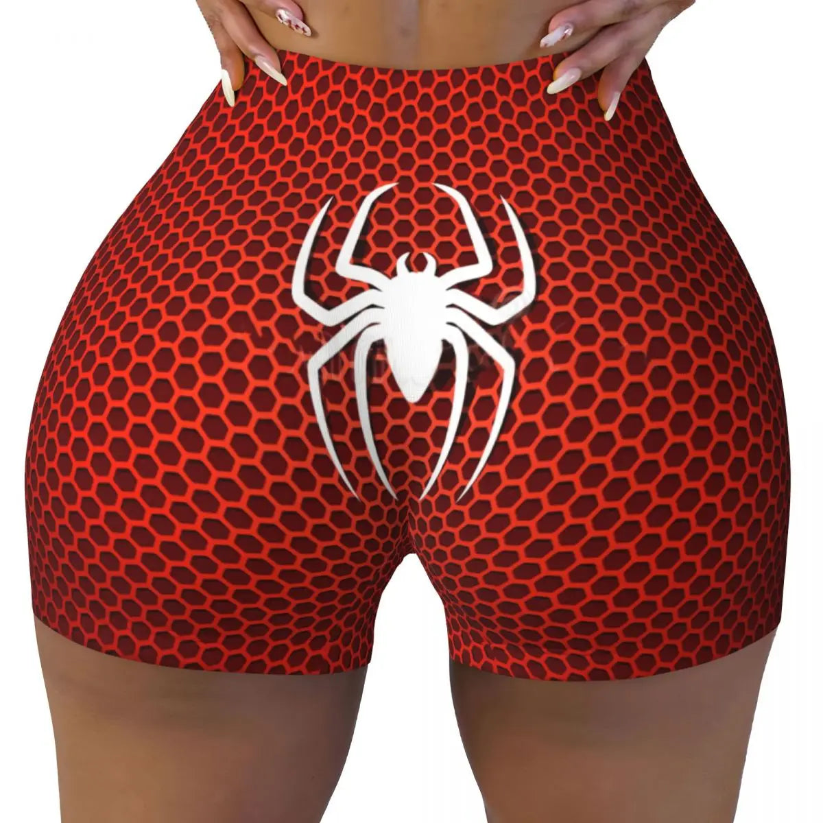 Women Spiderman Cartoon Superhero Workout Yoga Shorts Gym Athletic Biker Running Shorts