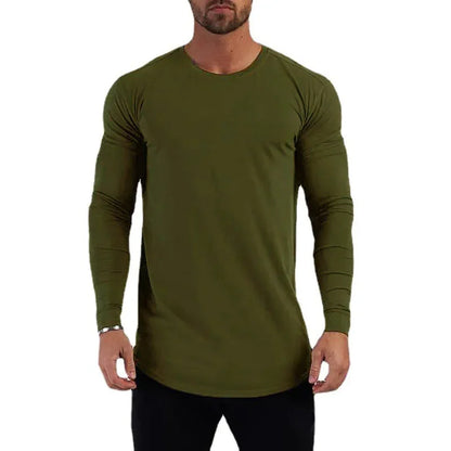 Plain Cotton Breathable Long Sleeve Clothing Gym Fitness Bodybuilding Sport T-shirts Mens Workout Casual Slim Fit Autumn Shirts